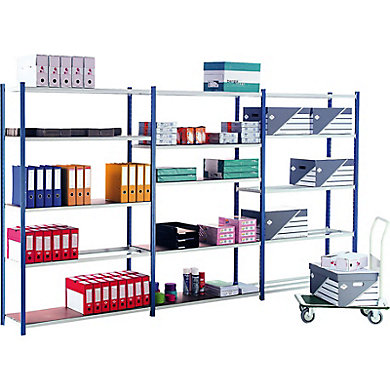 5 PLATEAUX ISOREL profondeur 400 mm long.utile 970 mm pour Rayonnage léger - montants et tablettes peints