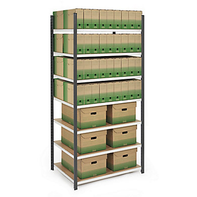 Rayonnage léger Prospace + montants et tablettes peints Rayonnage léger Prospace + montants et tablettes peints