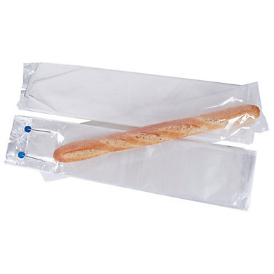 Sac baguette liassé micro-perforé - 12,5 x 70 + 3,5 cm