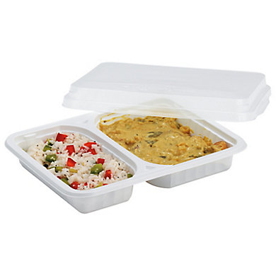Assiette rectangulaire 2 compartiments (photo) Assiette rectangulaire 2 compartiments (photo)